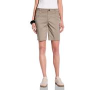 Bermudas STREET ONE, Damen, Gr. 46, beige (buff grau), Web, 97% Baumwolle, 3% Elasthan, unifarben, gerade kurz, Hosen Bermudas, 4-Pocket Style (30336438-46) buff grau