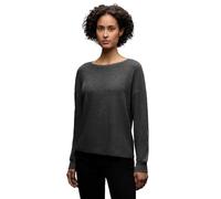 Langarmshirt STREET ONE, Damen, Gr. 36, gravel grau meliert, Stoff, 80% Viskose, 15% Polyester, 5% Elasthan, unifarben, normal normal, U-Boot-Ausschnitt, Rippbündchen, Shirts Langarmshirt, mit Glitzer