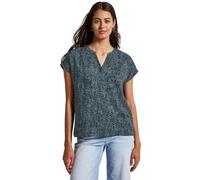 Street One Damen Blusenshirt 3411792 Minimal Print 100% Viskose Deepwater Blau Größe 36