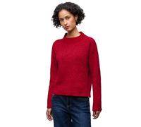 Strickpullover STREET ONE, Damen, Gr. 46, racing rot, Stoff, 87% Polyester, 13% Baumwolle, unifarben, regular fit normal, Rundhals, Bündchen, Pullover Strickpullover, aus softem Materialmix (61647620-