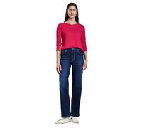 Langarmshirt STREET ONE, Damen, Gr. 44, pink (power berry), Web, 100% Baumwolle, unifarben, normal normal, U-Boot-Ausschnitt, Bündchen, Shirts, aus reiner Baumwolle (66665657-44) power berry