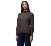 Street One Damen Langarmshirt Softes Shirt – hochgeschlossener Ausschnitt, braun meliert, Gr. 44