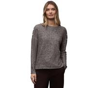 Langarmshirt STREET ONE, Damen, Gr. 38, rustic braun meliert, Stoff, 51% Polyester, 45% Viskose, 4% Elasthan, meliert, normal normal, Rundhals, abgesteppt, Shirts Langarmshirt, mit Rundhalsausschnitt