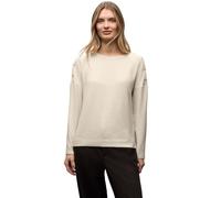 Strickpullover STREET ONE, Damen, Gr. 44, cotton beige meliert, Strick, Obermaterial: 51% Polyester, 45% Viskose, 4% Elasthan, unifarben, bequem hüftbedeckend, Rundhals, Bündchen, Pullover Strickpullo