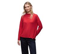 Langarmshirt STREET ONE, Damen, Gr. 46, racing rot meliert, Stoff, 80% Viskose, 15% Polyester, 5% Elasthan, unifarben, normal normal, Rundhals, abgesteppt, Shirts Langarmshirt, aus strecthigem Viskose