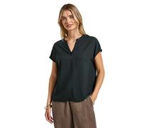 STREET ONE Damen A345728 Split Neck Bluse in Unifarbe, Pine Grove Green, 34