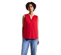 Blusentop STREET ONE, Damen, Gr. 46, rot (glory rot), Stoff, 100% Viskose, unifarben, normal normal, Rundhals, abgesteppt, Blusen Blusentop, im lockeren Schnitt (42082845-46) glory rot