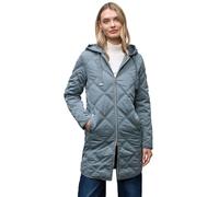 Steppmantel STREET ONE, Damen, Gr. 42, blau (slate blau), Stoff, Obermaterial: 55% Polyester, 45% Polyamid; Futter: 100% Polyester; Kapuze: 72% Polyester, 22% Viskose, 6% Elasthan; Füllung: 100% Polye