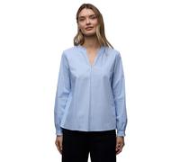 Langarmbluse STREET ONE, Damen, Gr. 38, original blau, Web, 79% Baumwolle, 19% Polyamid, 2% Elasthan, gestreift, normal normal, Rundhals, elastischer Bund, Blusen, mit geschlitztem Rundhalsausschnitt 
