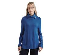 Rollkragenpullover STREET ONE, Damen, Gr. 36, blau (odyssey blau), Stoff, 52% Viskose, 28% Polyester, 20% Nylon, unifarben, normal normal, hoch geschlossener Ausschnitt, Bündchen, Pullover, mit Knopf