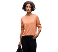 Strickpullover STREET ONE, Damen, Gr. 42, orange (creamy orange), Stoff, 60% Viskose, 40% Baumwolle, unifarben, normal normal, U-Boot-Ausschnitt, Bündchen, Pullover Strickpullover, mit U-Boot-Ausschni