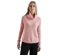 Rollkragenpullover STREET ONE, Damen, Gr. 44, rosa (petal rose meliert), Web, 60% Baumwolle, 40% Polyacryl, unifarben, casual, normal normal, hoch geschlossener Ausschnitt, Langarm Bündchen, Pullover,