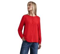 Langarmbluse STREET ONE, Damen, Gr. 36, rot (autumn rot), Stoff, 50% Polyester, 45% Viskose, 5% Elasthan, unifarben, casual, normal normal, Rundhals, Langarm Bündchen, Blusen, aus softem Materialmix (
