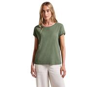 T-Shirt STREET ONE, Damen, Gr. 36, grün (dry salvia grün), Jersey, Obermaterial: 95% Viskose, 5% Elasthan, unifarben, casual, normal hüftbedeckend, U-Boot-Ausschnitt, Kurzarm, Shirts, im Struktur-Mix