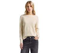Strickpullover STREET ONE, Damen, Gr. 42, beige (soft beige), Stoff, 52% Viskose, 28% Polyester, 20% Polyamid, unifarben, normal normal, U-Boot-Ausschnitt, abgesteppt, Pullover Strickpullover, mit U-B