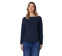 Langarmshirt STREET ONE, Damen, Gr. 38, shadowed navy, Stoff, 67% Viskose, 29% Polyester, 4% Elasthan, unifarben, normal normal, U-Boot-Ausschnitt, Rippbündchen, Shirts Langarmshirt, mit U-Boot-Aussch