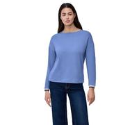 Langarmshirt STREET ONE, Damen, Gr. 44, bonnet blau, Stoff, 67% Viskose, 29% Polyester, 4% Elasthan, unifarben, normal normal, U-Boot-Ausschnitt, Rippbündchen, Shirts Langarmshirt, mit U-Boot-Ausschni