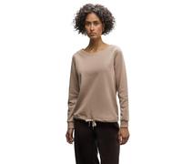 Sweatshirt STREET ONE, Damen, Gr. 38, braun (bisquit braun), Sweatware, 60% Baumwolle, 40% Polyester, unifarben, gerade, Rundhals, Bündchen, Sweatshirts Sweatshirt, im soften Baumwoll-Mix (42925841-38