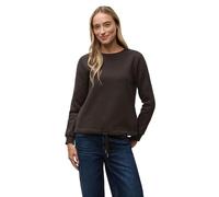 Sweatshirt STREET ONE, Damen, Gr. 34, schwarzest braun, Sweatware, 60% Baumwolle, 40% Polyester, unifarben, normal, Rundhals, Bündchen, Sweatshirts Sweatshirt, mit Tunnelzug am Saum (19373848-34) schw