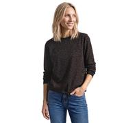 Sweatshirt STREET ONE, Damen, Gr. 42, braun (molten earth), Sweatware, 85% Baumwolle, 15% Polyester, comfort fit, Rundhals, Rippbündchen, Sweatshirts Sweatshirt, mit Leomuster, Topseller (81610918-42)