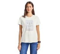 Street One Damen T-Shirt mit Print 100% Baumwolle Rundhals Weiß Gr. 42