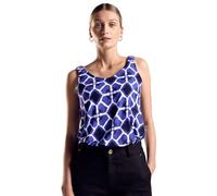 Street One Trägertop Damen bedruckt V-Ausschnitt hüftlang stretch 95% Viskose/5% Elasthan Blau Gr. 38