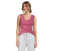 Shirttop STREET ONE, Damen, Gr. 46, blush berry, Jersey, Obermaterial: 50% Baumwolle, 50% Modal, unifarben, tailliert hüftbedeckend, V-Ausschnitt, Tops Shirttop, Sommertop mit V-Neck und Knopfdetail (