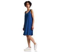 Sommerkleid STREET ONE, Damen, Gr. 42, EURO-Größen, blau (dodger blau), Stoff, 75% Viskose, 20% Polyester, 5% Elasthan, unifarben, normal knielang, V-Ausschnitt, Bündchen, Kleider, soft und trageangen