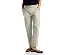 Cargohose STREET ONE, Damen, Gr. 44, Länge 28, grau (dolomite stone), Stoff, 82% Polyester, 18% Elasthan, unifarben, casual, comfort fit lang, Hosen, softer Materialmix (68666813-44) dolomite stone