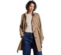 Trenchcoat STREET ONE, Damen, Gr. 36, braun (schwarz nutty mocca), Web, 69% Baumwolle, 31% Polyester, unifarben, casual, normal ca. Mitte Oberschenkel, V-Ausschnitt, Langarm abgesteppt, Mäntel, mit Bi