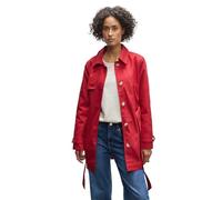 Trenchcoat STREET ONE, Damen, Gr. 40, rot (strong rot), Web, Obermaterial: 69% Baumwolle, 31% Polyester, unifarben, casual, klassisch ca. Mitte Oberschenkel, Rundhals, Langarm mit Knopf,mit Riegel, Mä