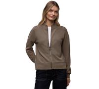 Strickjacke STREET ONE, Damen, Gr. 42, schwarzest braun, Strick, Obermaterial: 52% Polyester, 32% Baumwolle, 13% Viskose, 3% Elasthan, gemustert, bequem hüftbedeckend, Rundhals, Bündchen, Strickjacken