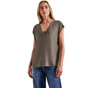 Shirtbluse STREET ONE, Damen, Gr. 36, braun (nomad braun), Stoff, 100% Viskose, unifarben, normal normal, V-Ausschnitt, abgesteppt, Blusen, aus softer Viskose (81465955-36) nomad braun
