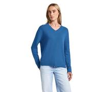 Strickpullover STREET ONE, Damen, Gr. 38, polaris blau, Grobstrick, 60% Baumwolle, 40% Polyacryl, unifarben, normal normal, V-Ausschnitt, Bündchen, Pullover, im soften Baumwoll-Mix (21602331-38) polar