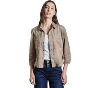 Hemdbluse STREET ONE Gr. 44, beige (driftwood beige), Damen, Stoff, 88% Polyester, 12% Elasthan, unifarben, Blusen, mit 3/4 Ärmeln (51475954-44) driftwood beige