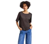 Street One - Velours Blusenshirt braun - Gr. - 36