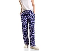 Street One Marlene-Hose Viskose mit Print Loose Fit Elastikbund Gr. 36 Länge 30 Violett-Blau