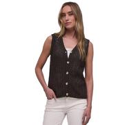 Street One - Ärmellose Strickweste mit V-Ausschnitt und Knopfleiste braun - Gr. - 36
