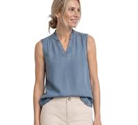 Street One Blusentop Damen Denim-Look mit Rüschen Rundhals 100% Lyocell light blau washed Gr. 38