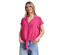 Hemdbluse STREET ONE, Damen, Gr. 44, magenta dream, Stoff, 100% Viskose, unifarben, normal normal, V-Ausschnitt, normaler Saum, Blusen Hemdbluse, mit Knoten am Saum (30057913-44) magenta dream