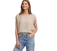 Shirtbluse STREET ONE, Damen, Gr. 44, clay sand, Stoff, 88% Viskose, 12% Polyamid, unifarben, normal normal, Rundhals, abgesteppt, Blusen, aus softer Viskose (29427211-44) clay sand