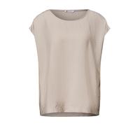 Shirtbluse STREET ONE, Damen, Gr. 40, beige (clay sand), Stoff, 88% Viskose, 12% Polyamid, unifarben, normal normal, Rundhals, abgesteppt, Blusen, aus softer Viskose (29427211-40) clay sand