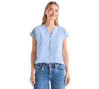 Shirtbluse STREET ONE, Damen, Gr. 36, blau (cashmere blau), Web, 100% Baumwolle, unifarben, normal normal, Rundhals, abgesteppt, Blusen, aus reiner Baumwolle (57041831-36) cashmere blau