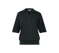 Poloshirt STREET ONE, Damen, Gr. 36, deep bound grün, Jersey, Obermaterial: 50% Baumwolle, 50% Modal, unifarben, regular fit hüftbedeckend, V-Ausschnitt, abgesteppte Kante, Shirts, Sommershirt mit bre
