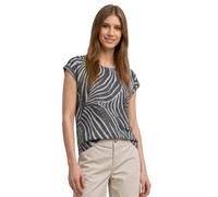 Shirttop STREET ONE, Damen, Gr. 36, schwarz, Jersey, Obermaterial: 65% Polyester, 35% Viskose, gemustert, tailliert hüftbedeckend, Rundhals, abgesteppte Kante, Tops Shirttop, Sommershirt im Ausbrenner