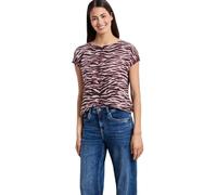 Shirttop STREET ONE, Damen, Gr. 46, minimal rose, Jersey, Obermaterial: 95% Viskose, 5% Elasthan, gestreift, bequem normal, Rundhals, Tops Shirttop, Sommershirt mit Front im Animal-Look (84315403-46)
