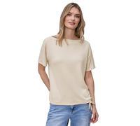 Street One Damen Shirt Dropped Shoulder mit Rippdetail U-Boot-Ausschnitt Beige Gr. 42