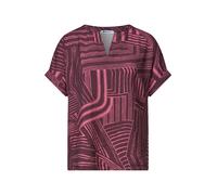 Print-Shirt STREET ONE, Damen, Gr. 34, rosa (blush berry), Stoff, Vorderseite: 85% Viskose, 15% Polyamid, Rückseite: 95% Viskose, 5% Elasthan, gestreift, regular fit normal, Rundhals, Umschlagbund, Sh