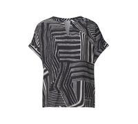 Print-Shirt STREET ONE, Damen, Gr. 34, schwarz (schwarzest blau), Stoff, Vorderseite: 85% Viskose, 15% Polyamid, Rückseite: 95% Viskose, 5% Elasthan, gestreift, regular fit normal, Rundhals, Umschlagb