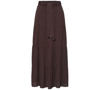 Street One Damen Maxirock Femininer mit Volants und Bindegürtel Braun Größe 36